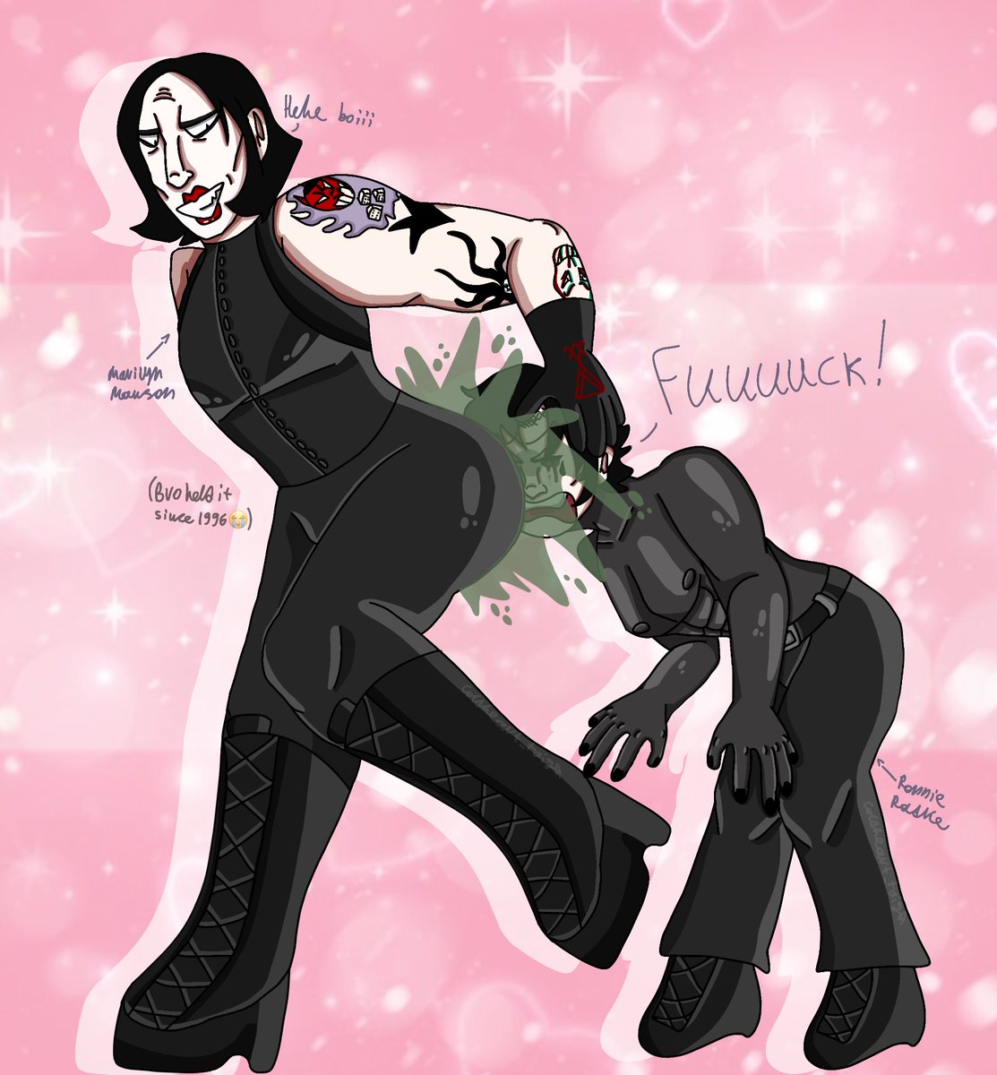Coldheart_taiga's tweet photo. Umm...
I drew MM farting on Ronnie Radke. Ronnie might file a lawsuit against me for drawing this :')
#ronnieradke #fallinginreverse #marilynmanson #wtf https://t.co/eLL3vOolOM