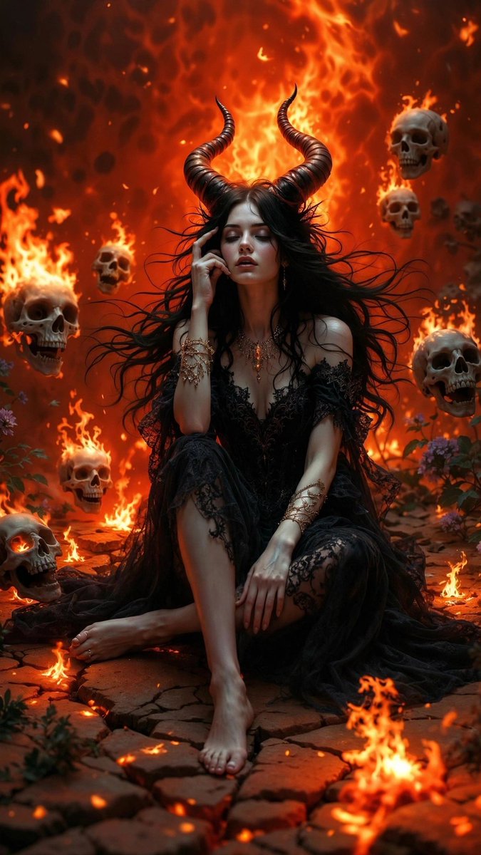 Nevergiveup_93's tweet photo. She meditates in the fire they said would destroy her. 🔥

Not every queen wears a golden crown. Some wear horns and rule the inferno.

QT or Share your Demon Girl 

#DemonQueen #DarkFantasy #QueenOfHell https://t.co/Ek9bgnYNtP