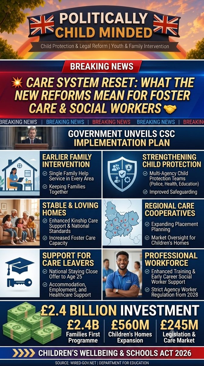 ChildPoliticsUK's tweet photo. ✨ Care System Reset: What the New Reforms Mean for Foster Care & Social Workers 🤝
See details in comments 👇💬✨
#politicallychildminded
#SocialCareReform #ChildProtection #UKGovernment https://t.co/37IiekAXhJ