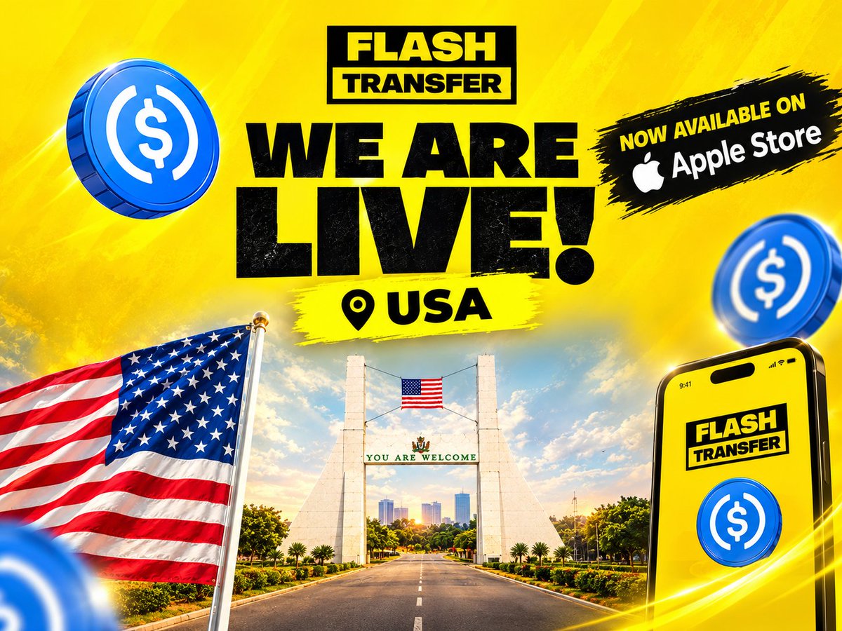 Flash_Techno_Of's tweet photo. 🇺🇸 FLASH TRANSFER IS NOW LIVE IN THE USA! ⚡️

We’re proud to announce that the United States is the first country where Flash Transfer is now available on the Apple Store.

Through @MoneyGram , users can convert USDC into cash and withdraw it through MoneyGram’s network on @solana and @StellarOrg, or move from cash to digital assets through the supported on/off-ramp flow.

🇺🇸 23,000+ MoneyGram locations are currently listed across the United States.

This is only the beginning. 🌎

More countries will be added progressively in the coming days and weeks. Our mission is to make cash-in and cash-out with digital assets more accessible around the world.

Flash is here to last. ⚡️