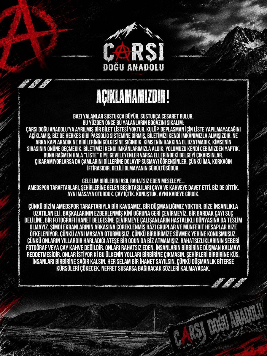 carsianadolu's tweet photo. AÇIKLAMAMIZDIR! https://t.co/c4G7298NYf