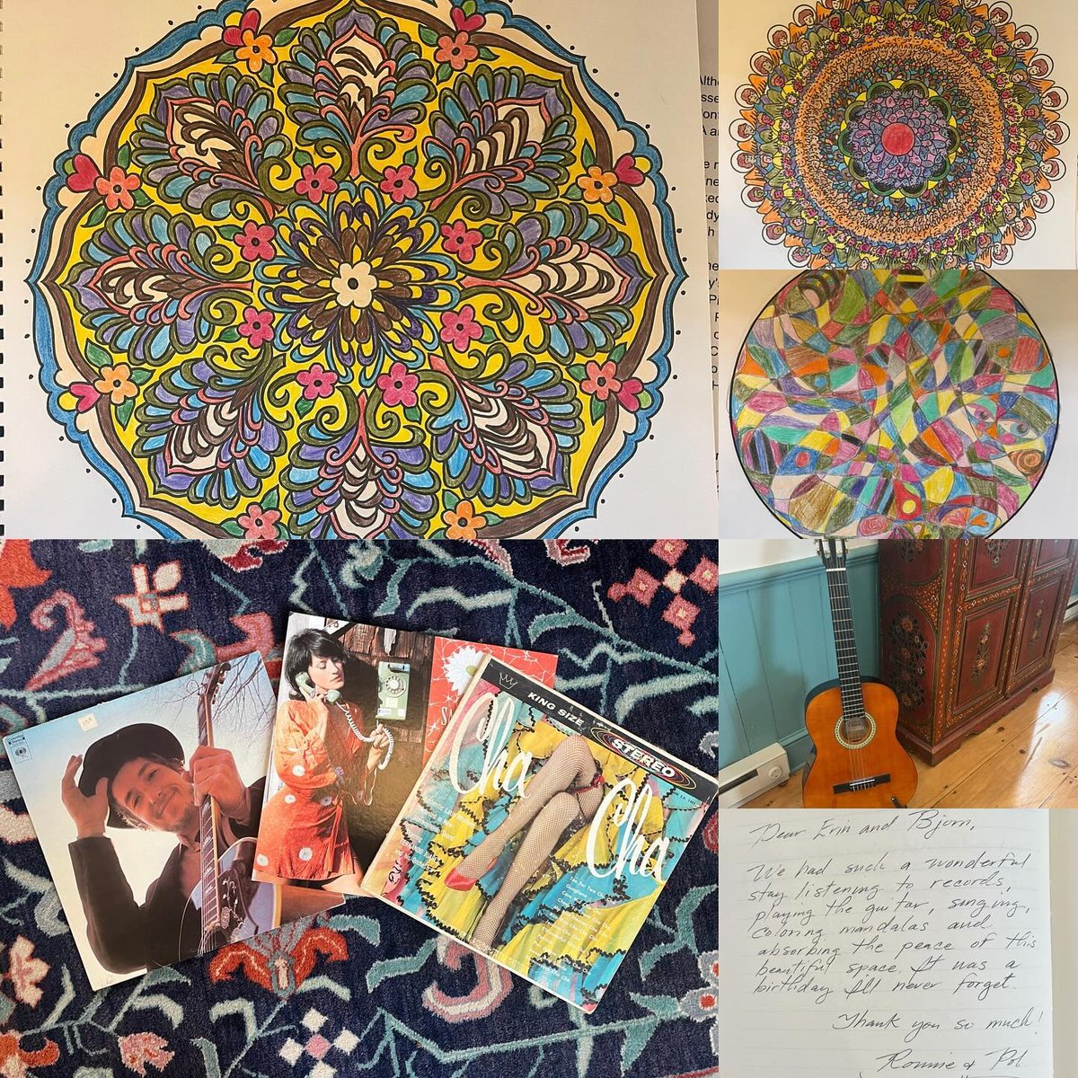 MarshallCaqm's tweet photo. We find the greatest surprises after our guests leave! Ronnie and Pol colored mandalas, played guitar, and spun records. Unleash your creativity during your stay at the historic schoolhouse! https://t.co/7IhLEyQJW9