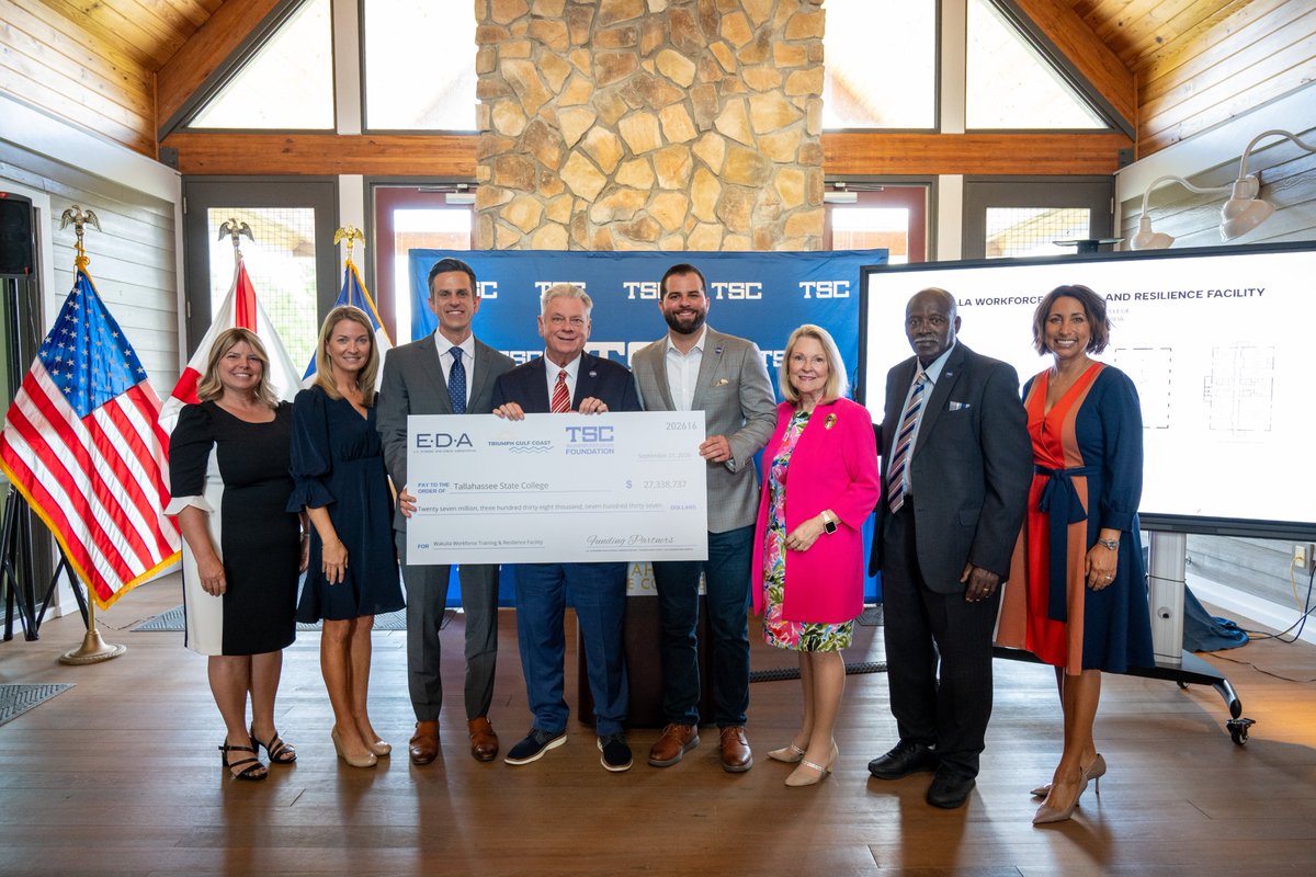 TSCpresident's tweet photo. A big day for TSC and Wakulla County as we announced a $27.3M investment in our new Workforce Training and Resilience Facility.

Thanks to Commissioner @HenryMackIII for joining us to celebrate this milestone and the opportunities ahead for our students, employers, and community. https://t.co/QyIp8Rt999