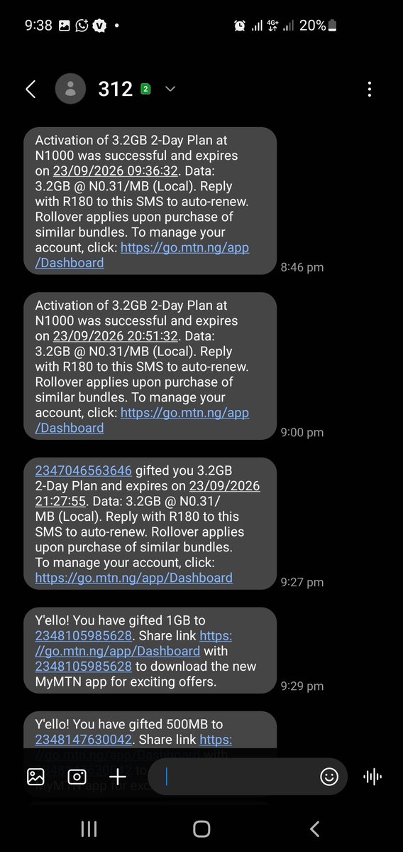 dremcxl's tweet photo. Hi @MTNNG I did 3.2 gb for 1000 like I normally do everyday which doesn’t even cover a whole day mostimes then some annoymous person sends me the same balance after I just recently did 3.2 then sends out 5gb https://t.co/BmSPxR82wd