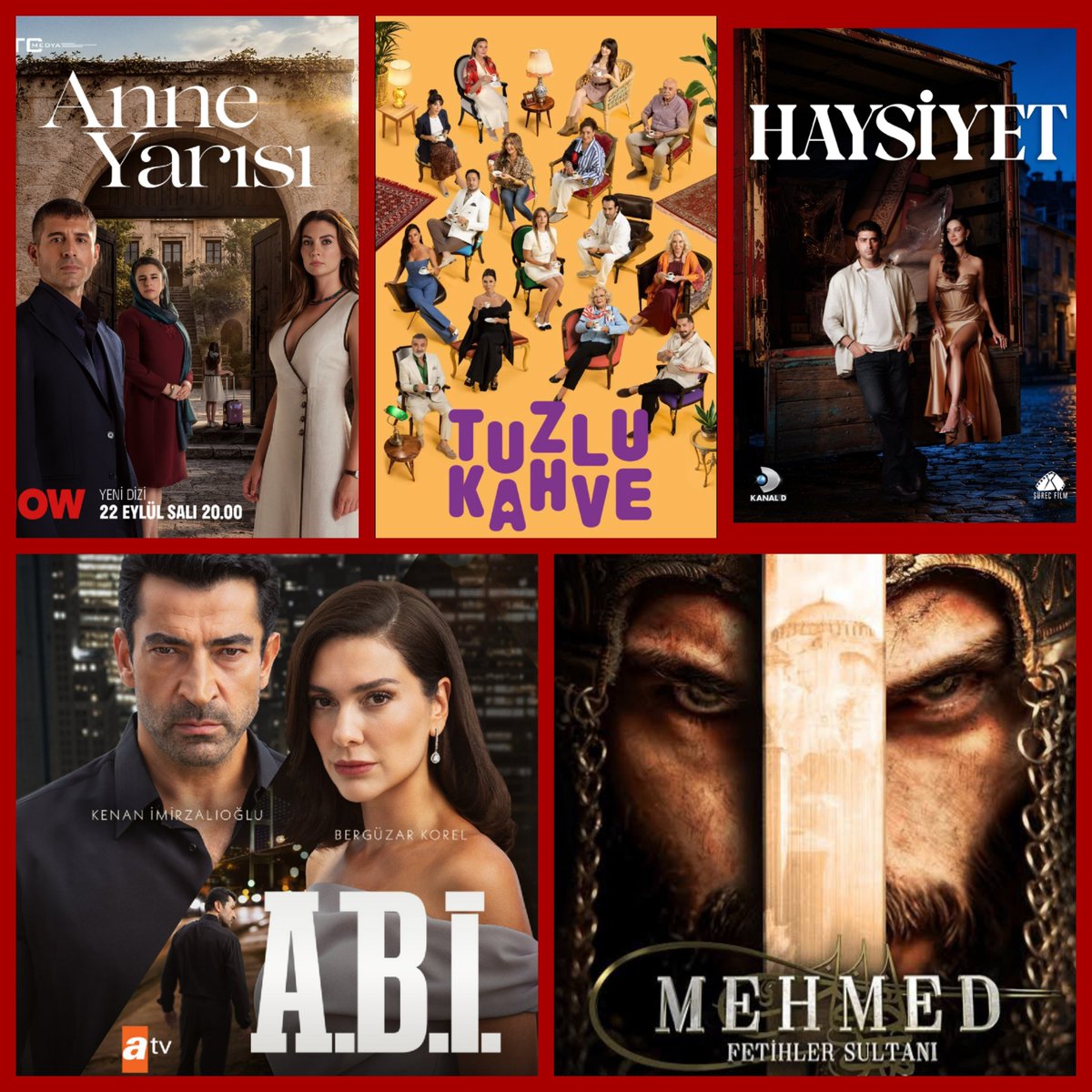 DadoSayed11's tweet photo. Bu akşamki dizi seçimini yap! 📺🍿

#AbiDizisi
#TuzluKahve 
#Haysiyet 
#AnneYarısı 
#MehmedFetihlerSultanı https://t.co/2EM2cmc39s