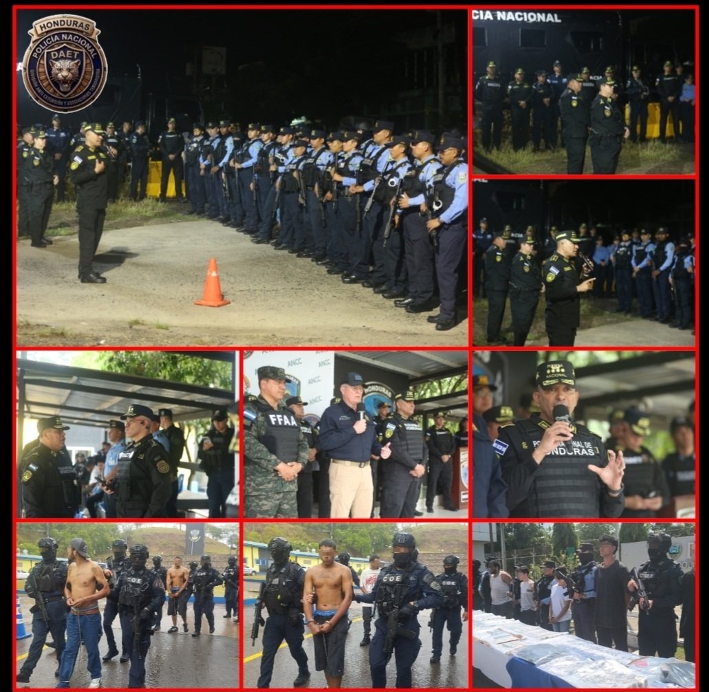 HNDaet's tweet photo. 🚨ESTRATEGIA OPERATIVA🚨

ENTES DE SEGURIDAD ACTIVAN PLAN “ESCUDO DE HONDURAS” CONTRA ASOCIACIONES TERRORISTAS

18 capturas se registran en las primeras acciones operativas dirigidas a identificar, neutralizar y desarticular estructuras criminales a nivel nacional. https://t.co/h8Uaqdf2as