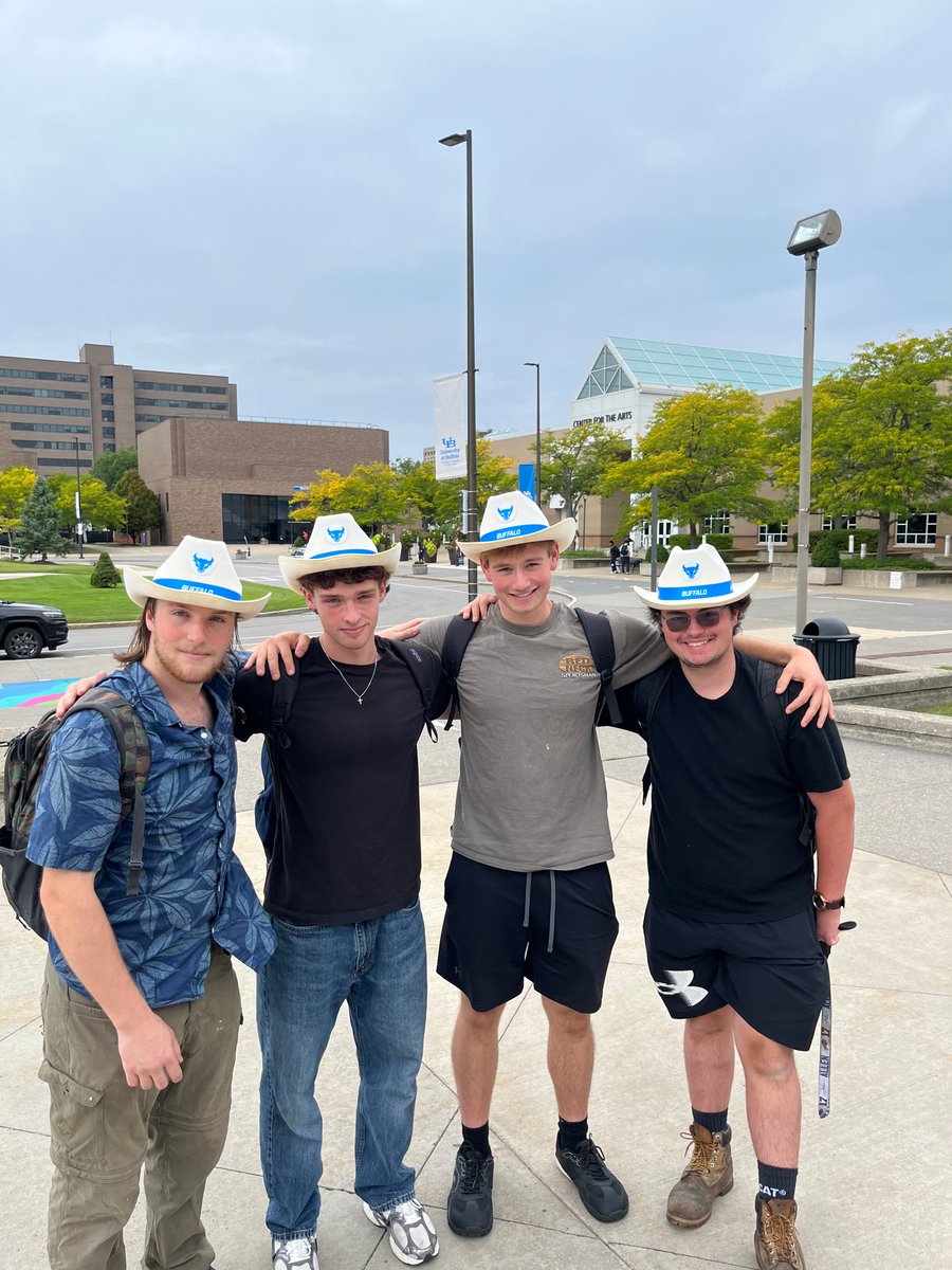 Sneak peek of the cowboy hat giveaway this weekend! \uD83E\uDD20\n\n\uD83E\uDD20Cowboy hats while supplies last\n\uD83E\uDD18Pre Game Coca-Cola Fan Zone will be OPEN\n\uD83C\uDF92Students always get in for FREE\n\uD83C\uDF9F\uFE0Fhttps://ubbulls.evenue.net/events/FBSING\n\n#UBhornsUP