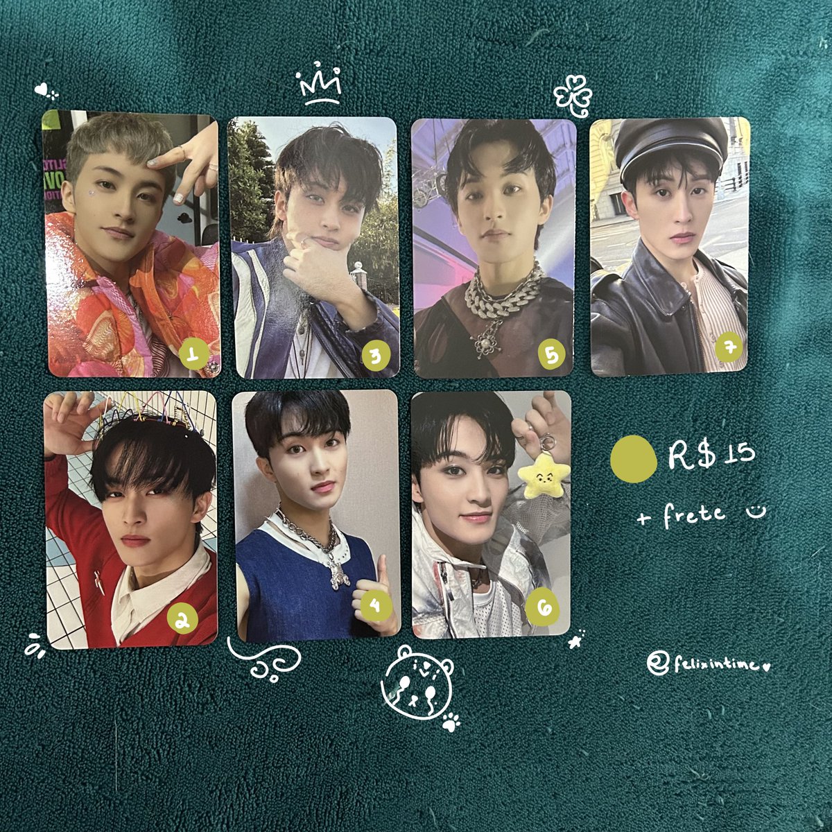 felixintime's tweet photo. > 💵 Valores dos photocards nas fotos. + Frete

tenho feedback no meu antigo @ kihyunvirus e nesse felixintime

* Pagamento imediato - Pix
* ⁠Envio por correio. Caso for de SP, podemos cotar uber flash ou nos encontrarmos no metrô.

⁠❌ sensitive buyer https://t.co/XHCBwkh4X3