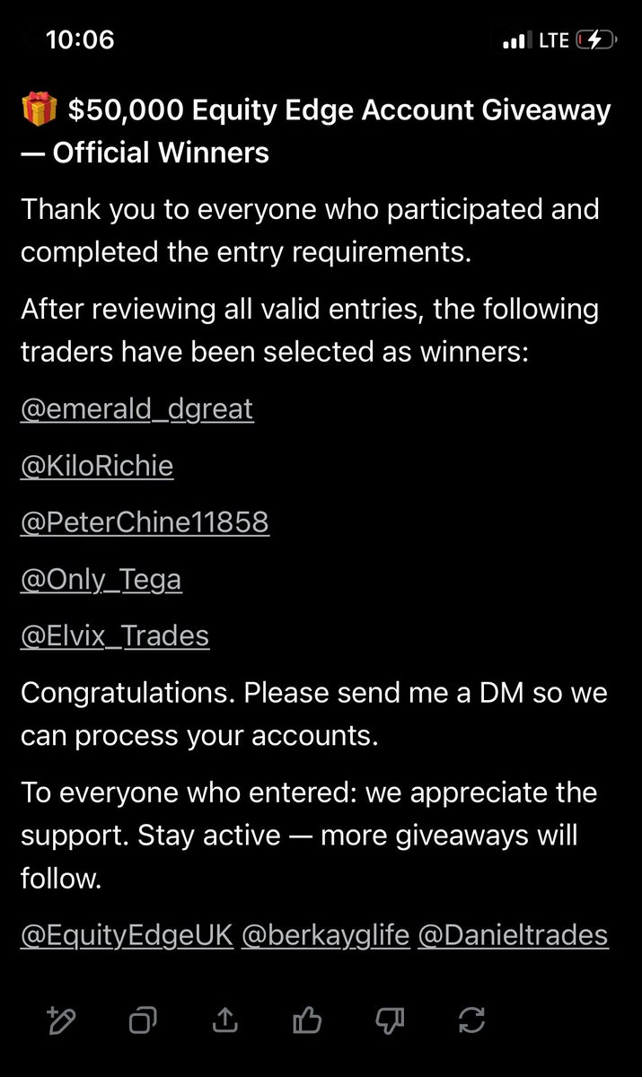 boijosh123's tweet photo. Congratulations to the  winners 🏆

@emerald_dgreat

@KiloRichie

@PeterChine11858

@Only_Tega

@Elvix_Trades

Dm me with your registered emails https://t.co/XTrpfLXf30