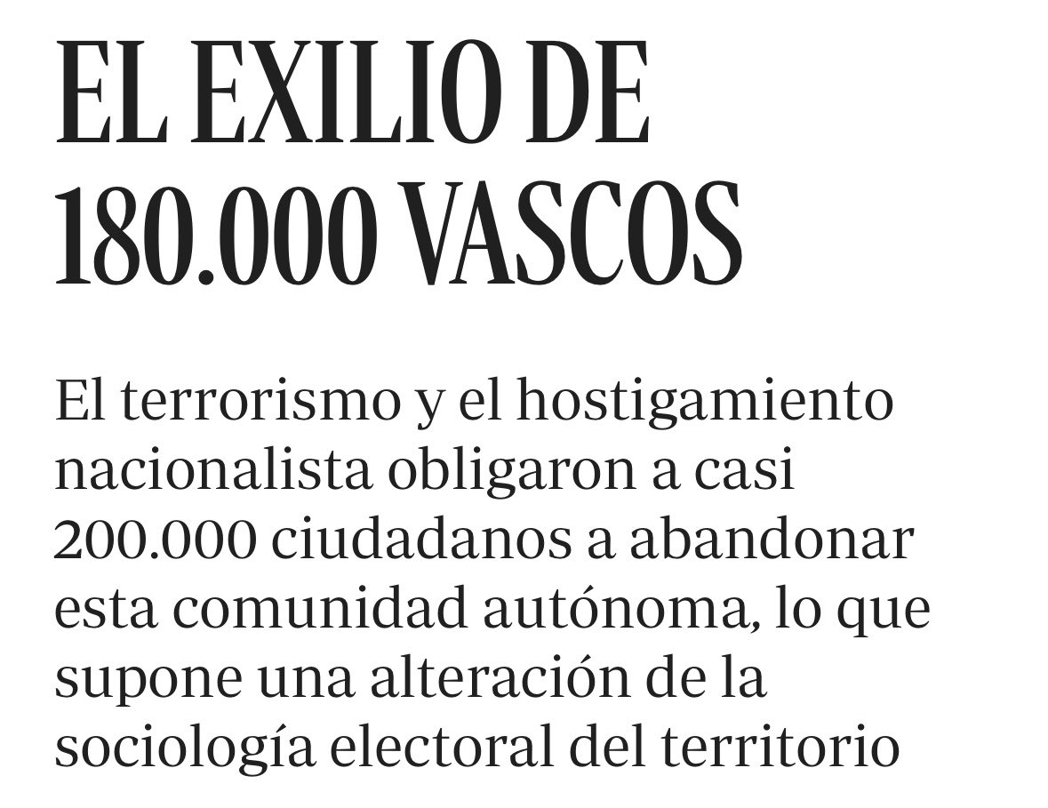 LanoUnai's tweet photo. ¿Para cuándo una ley para los 200.000 vascos que tuvieron que marcharse de su tierra por culpa de ETA, para que ellos y sus descendientes puedan recuperar también el derecho a decidir sobre el futuro del País Vasco? https://t.co/y0wDRHC8VQ