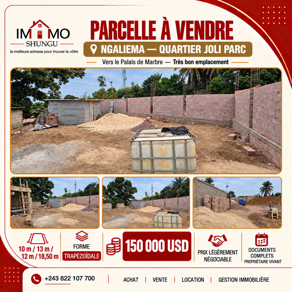 Terrain à vendre à Joli Parc, Ngaliema