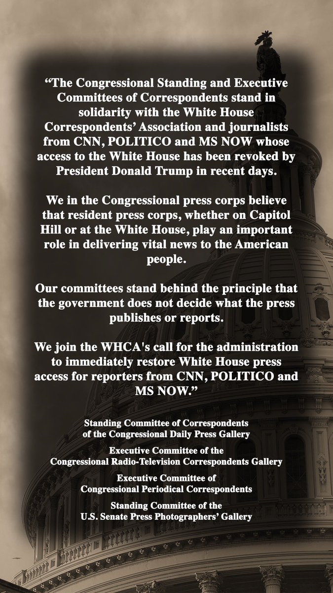 ktullymcmanus's tweet photo. Joint statement from the Standing and Executive Committees of Correspondents of Capitol Hill: https://t.co/VCHr41KiAD