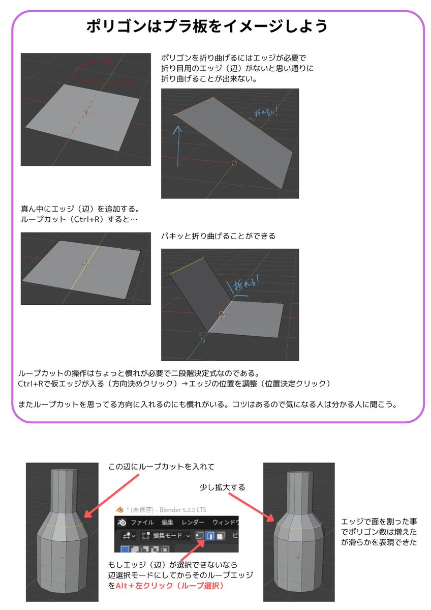 SttF_Done's tweet photo. Blender入門者向けにワインボトルの作り方を描いてたら朝。
モデリングはじめてみた、始めてみたい、Blender触ってみたくらいの人向けです。
13PくらいのPDFをBoothで配布してます。
URLはリプ欄へ #b3d #VRChat https://t.co/D04pdc3E0C