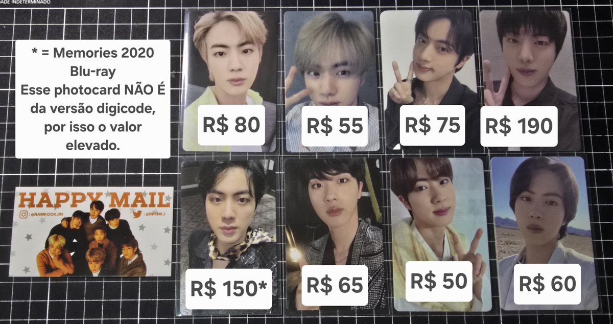 bffnkj's tweet photo. VENDA VENDO SEOKJIN JIN NAMJOON RM JUNGKOOK J-HOPE HOSEOK BTS

💸 Valor + frete a calcular;
📌  Preferência por pagamento imediato, mas posso reservar :)
💳 Pagamento por Pix ou Mercado Pago (contém acréscimo)

💌 Info https://t.co/qRk3MmtM0K
💬 +200 feedbacks no IG namkookjin https://t.co/TkrYw7bVqE