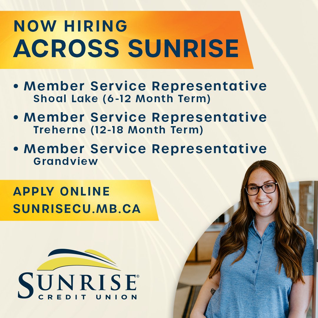 SunriseCU's tweet photo. Sunrise Credit Union is looking for Member Service Representatives to join our team! 

👋 Meet customers.
💡 Build your skills.
📈 Grow your career.
🤝 Be part of a team that makes a difference.

Apply today https://t.co/yHSeQsUY5z https://t.co/lhGmez8Cca