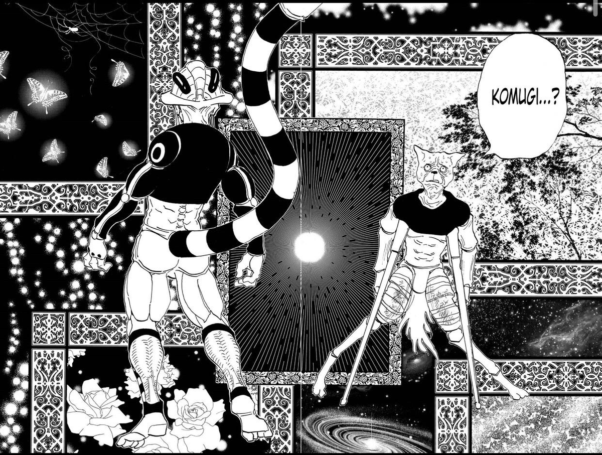 futurxd's tweet photo. Se olvidan que en Hunter hay bastantes paginas sin dialogos.

El "mucho texto" de hunter comienza ya llegados al arco de la guerra de sucesion, debido a los problemas de salud de togashi, Y aun en esas tienes paginas sin texto https://t.co/30ESCgV6Bt