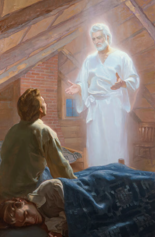 Primary_Pianist's tweet photo. Moroni at Midnight

203 years ago tonight, on September 21, 1823, a 17-year-old Joseph Smith knelt beside his bed and prayed.

What happened next is usually summarized like this:

“An angel appeared and told him where to find the gold plates.”

That is true.

But it barely begins to describe what happened. 🧵