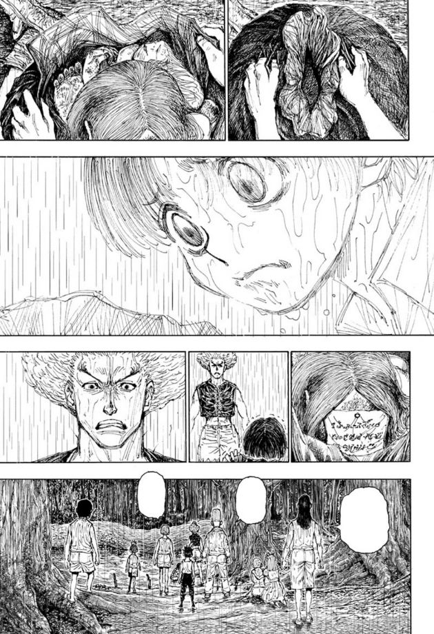 futurxd's tweet photo. Se olvidan que en Hunter hay bastantes paginas sin dialogos.

El "mucho texto" de hunter comienza ya llegados al arco de la guerra de sucesion, debido a los problemas de salud de togashi, Y aun en esas tienes paginas sin texto https://t.co/30ESCgV6Bt