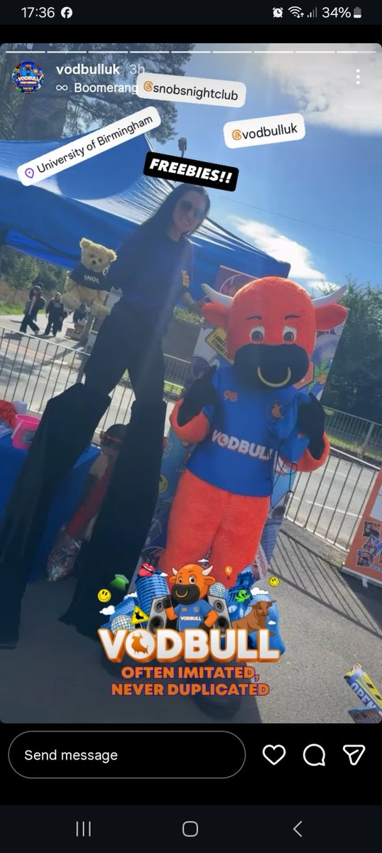 Discover_Ent's tweet photo. Fun in the sun today @VodbullUK @uob_students #freshers #freshers2026 #freshersweek #stilts #stiltwalking https://t.co/rmw5uN4fi6