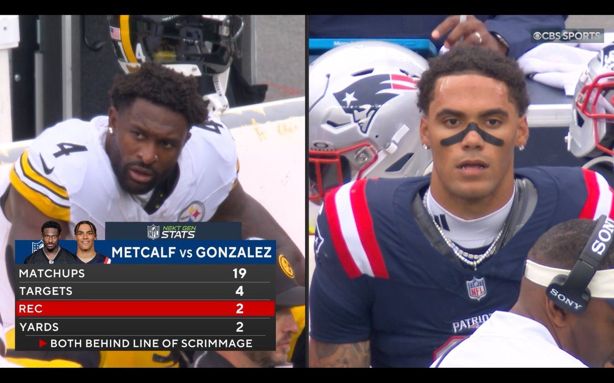 PatsBuzz's tweet photo. Gonzo has LOCKED DOWN Metcalf and JSN.

He should be in DPOY talks. 👀🔥 https://t.co/B5TCXMLEcO