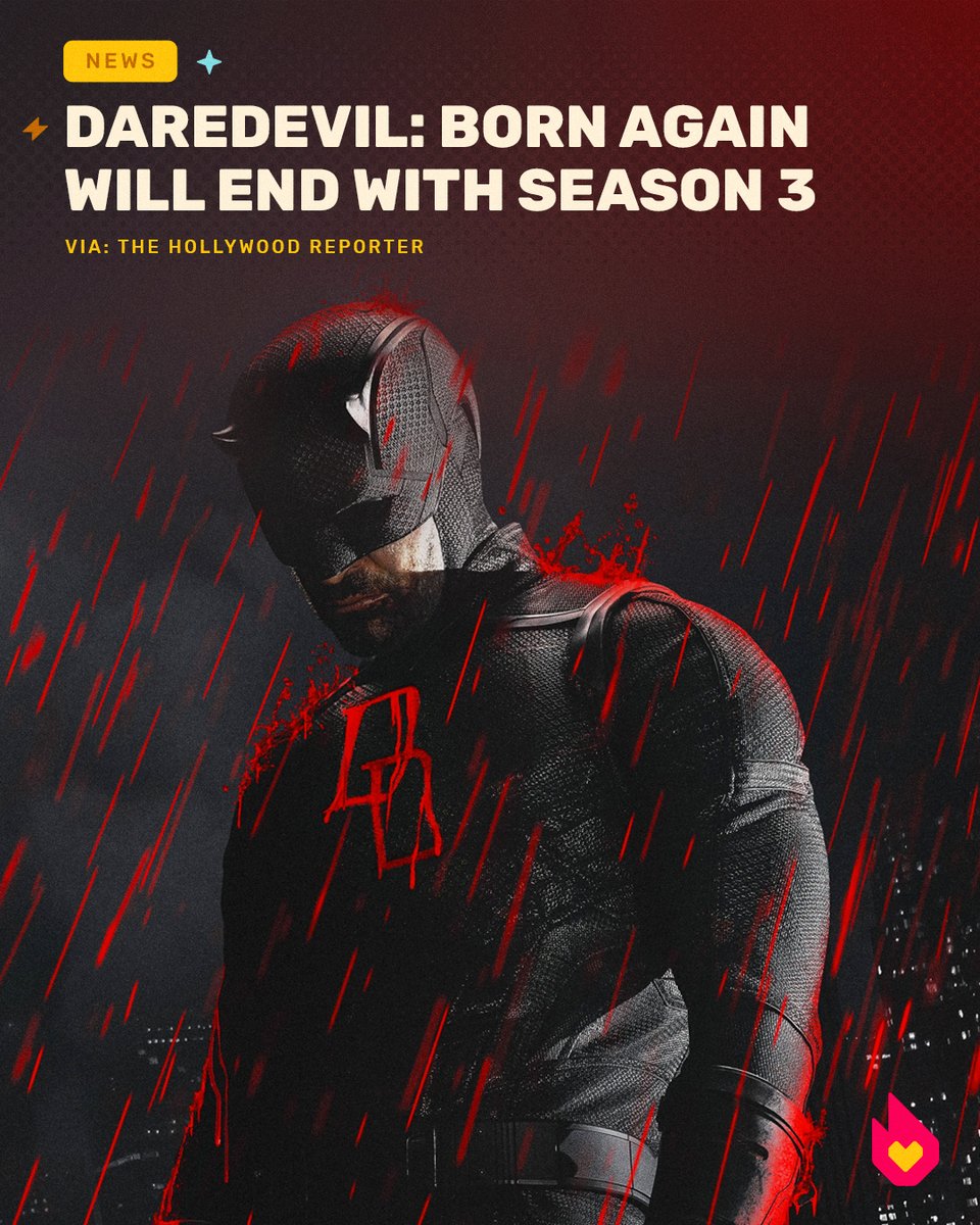 getFANDOM's tweet photo. Get ready to say goodbye to Daredevil: Born Again after Season 3 as the series comes to an official end ☹️ https://t.co/uWsT9LHOgn