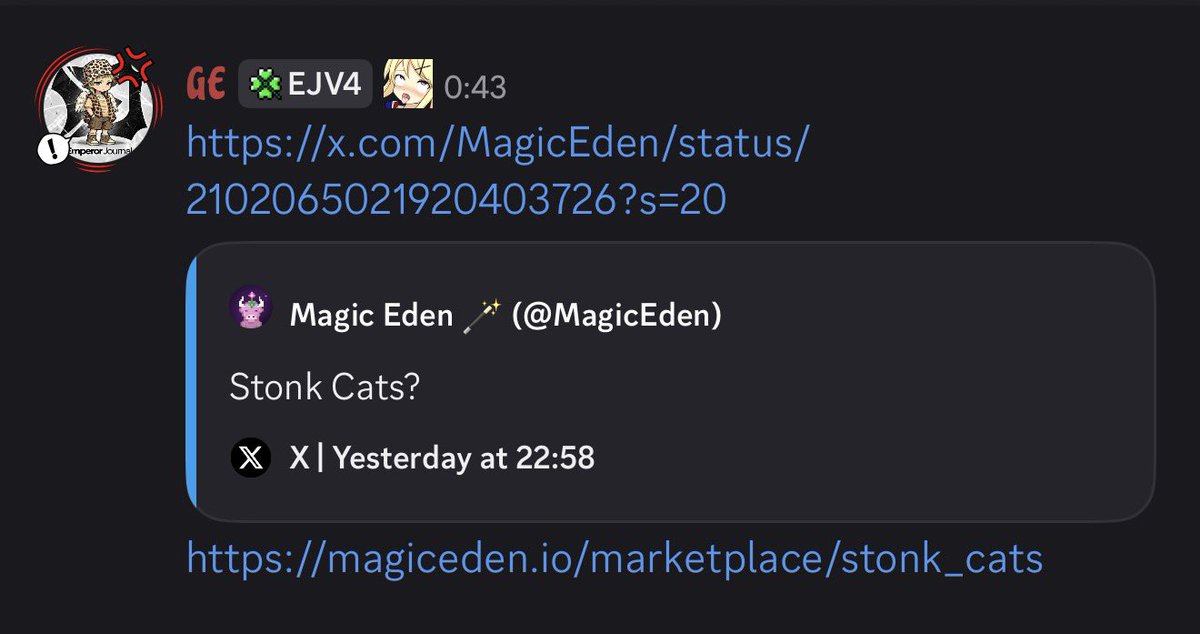 GuarEmperor's tweet photo. Now @MagicEden eden shilling this 

Send my 5 Stonk Cats 🐈 https://t.co/ivFBoAMXq6