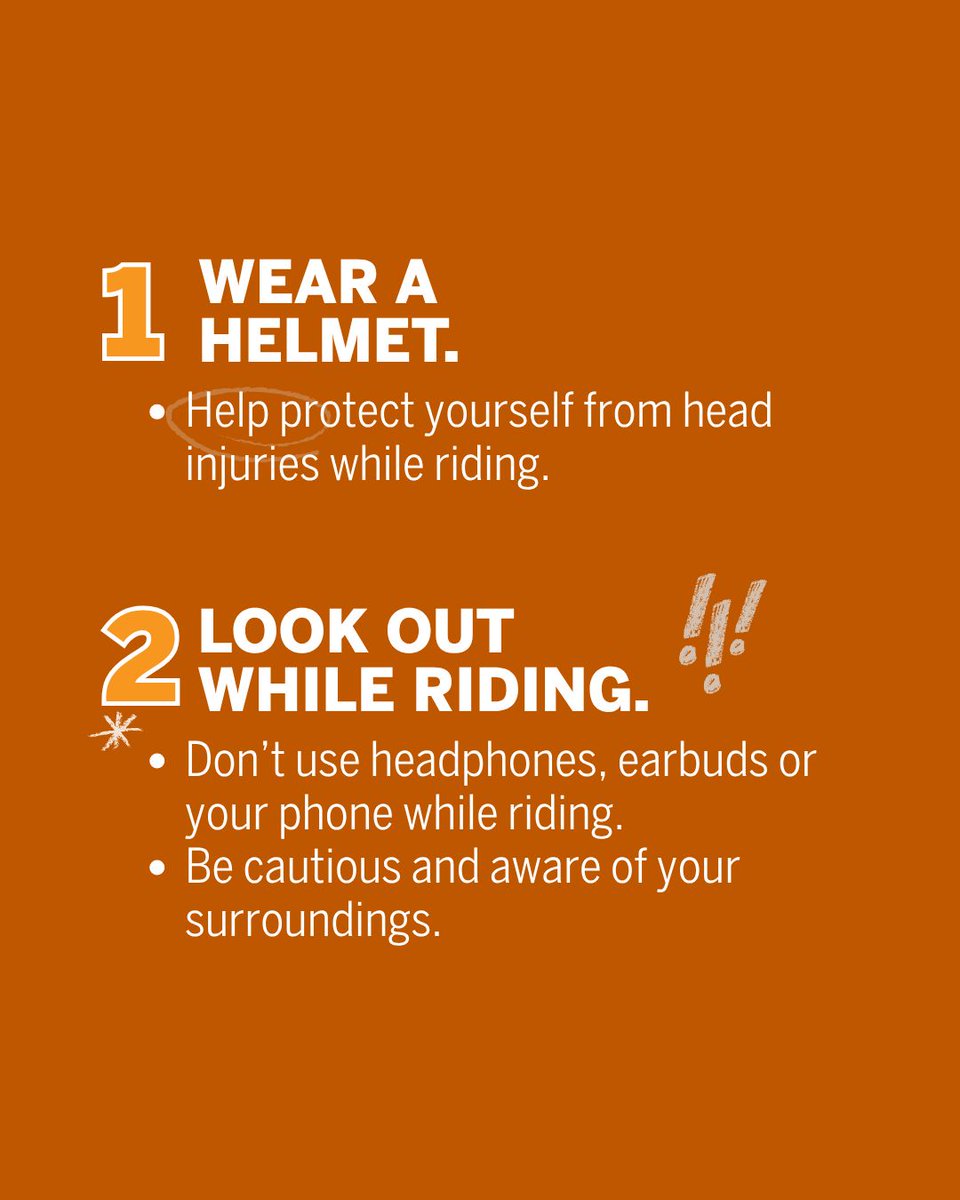 Healthyhorns's tweet photo. Your ride, your responsibility. 🛴
Stay alert, follow the rules and scoot safely around campus. Learn more about getting around campus safely: https://t.co/yaNBFtcAxp https://t.co/djlYM8Fxqq