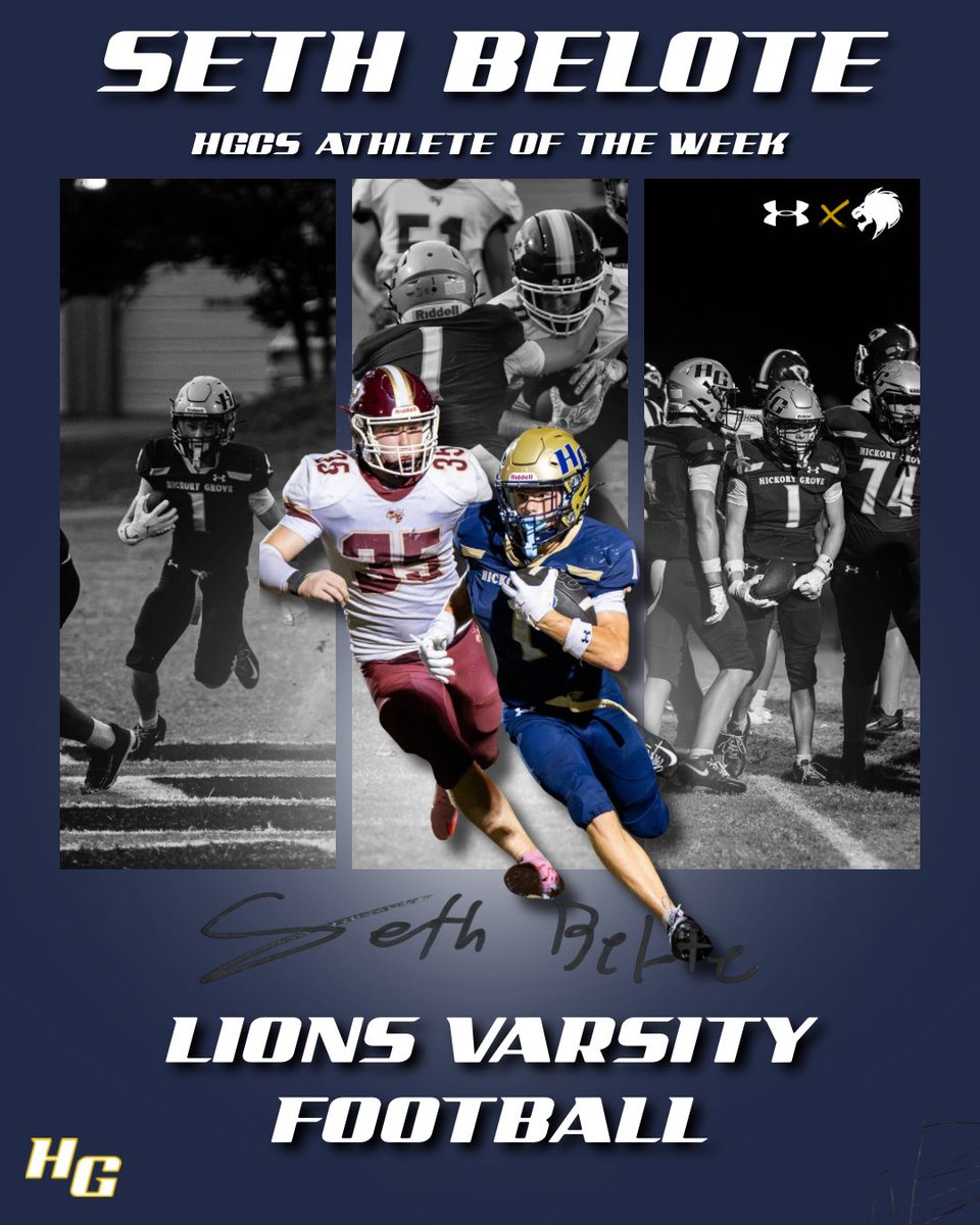 HGCSAthletics's tweet photo. .
Seth put up some insane numbers in our recent victory over Buford High School!
.
153 rushing yards
2 rushing TD's
3 receptions for 24 receiving yards
1 - 2 pt conversion
.
12 tackles
1 interception
1 forced fumble
4 passes deflected
.
#HGCS #HickoryGroveChristian #HGCSLions https://t.co/BolmduhOyn