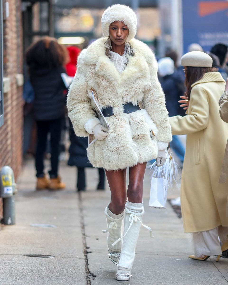 Vick_Cullen's tweet photo. From Winter 26: a coat covered in fur. Real, faux, or vintage, your guess is as good as mine. Just the news. https://t.co/BjeFzYld3t