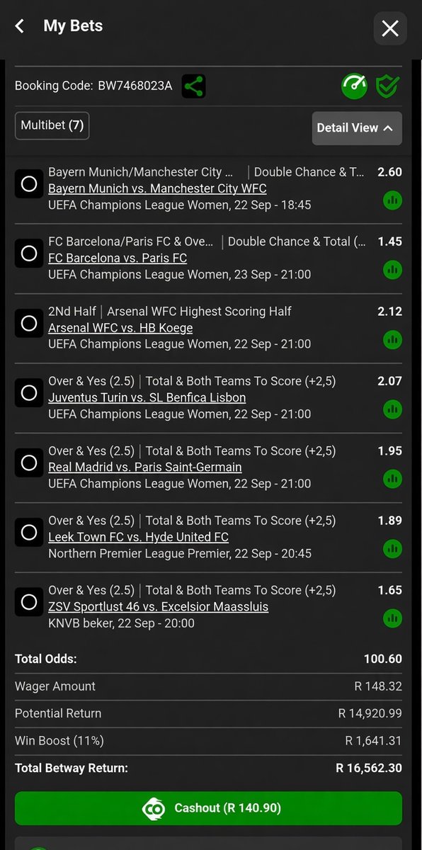 Banana_Seedz's tweet photo. Everyone will be posting this ticket tomorrow🤞 

100.60 ODDS | R148 ➡️ R16,562 | UWCL

☘️ BW7468023A ☘️ 

https://t.co/Gzlknnj3ex https://t.co/I6AjLwtkhs