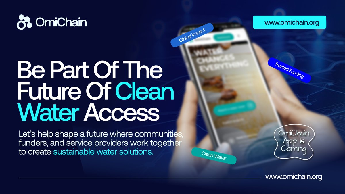 omichain's tweet photo. Be part of the future of clean water access
Communities. Funders. Service providers. One platform, working together to build sustainable water solutions.
Join us: https://t.co/memp0xYFc8
The OmiChain app is coming 👀
#OmiChain #WaterAccessNigeria #CleanWater #SDG6 #WASH https://t.co/r0TiLGAxDC