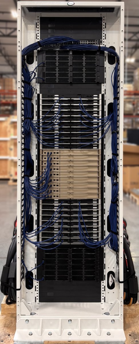 Supermicro's tweet photo. Now Shipping @Supermicro @NVIDIA Vera Rubin NVL72 rack scale solutions.  First systems delivered to @SpaceXAI from Supermicro��s expanded US Manufacturing in San Jose, CA. https://t.co/SPd6n3Y0aj