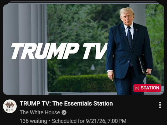 EricLDaugh's tweet photo. 🔥 EPIC: The White House is running "TRUMP TV, THE ESSENTIALS STATION" airing tonight at 7PM

The fake news is FURIOUS! He's getting his own station 😂

47 is RIGHT NOW taking questions from reporters in NYC, and is working hard tonight

The WH social media team are awesome 🤣 https://t.co/xFSGZfQHca