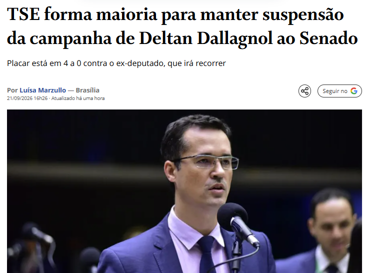curtaramiro's tweet photo. Os 4 ministros do TSE que votaram para suspender a campanha de Deltan:

1) Floriano Marques: reconduzido ao TSE por Lula. Amigo de Alexandre de Moraes.  

2) Estela Aranha: indicada ao TSE por Lula. Ex-secretária de Flávio Dino no Ministério da Justiça e ex-assessora da Presidência.  

3) Ricardo Cueva: nomeado por Dilma ao STJ.  

4) Dias Toffoli: indicado por Lula. 

Precisa de explicação?