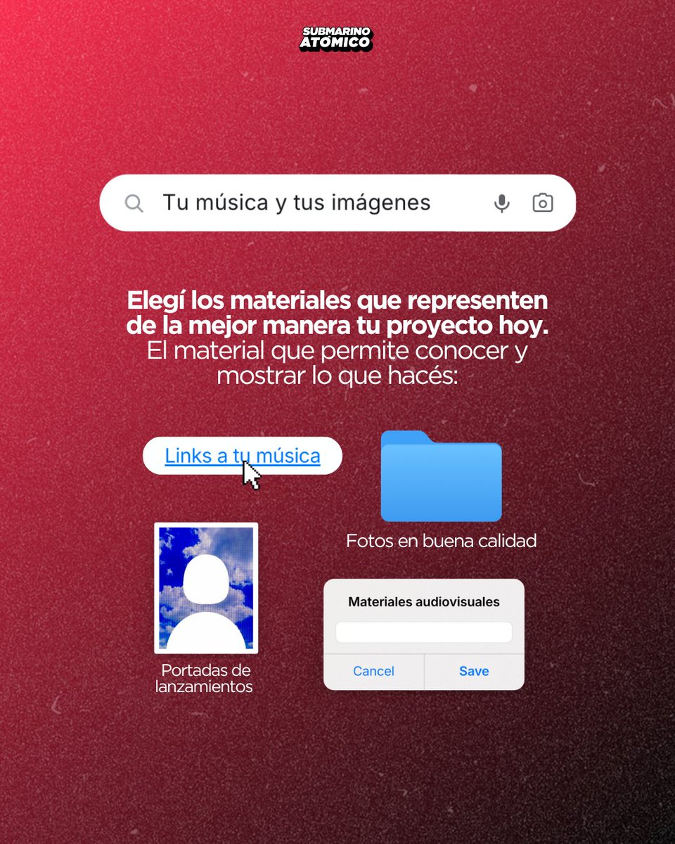 submarinoatomic's tweet photo. Si estás empezando a mover tu proyecto musical, vas a necesitar un kit de prensa.💌

Pero no hace falta que sea un PDF eterno ni que cuentes absolutamente todo sobre vos y tu banda.

Te dejamos una guía básica de lo que no puede faltar en el tuyo. 🎧 https://t.co/fcd8sgJV3x