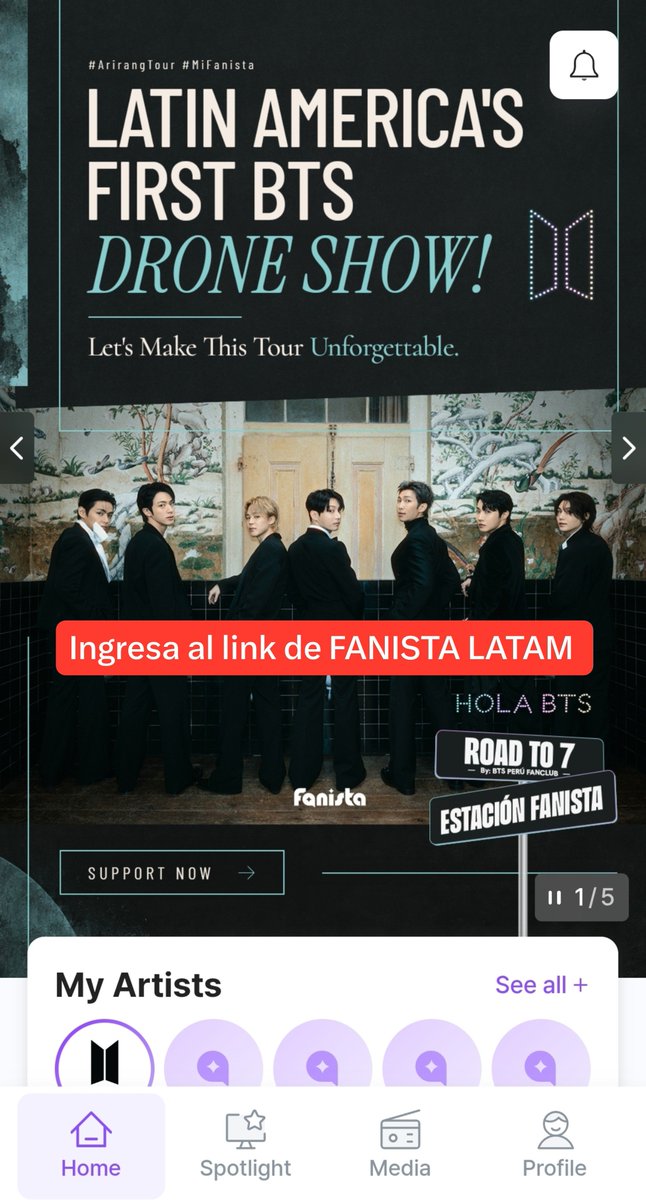 bts_peru1's tweet photo. 🌎 ¡ARMY DE LATAM Y DE TODO EL MUNDO, LOS NECESITAMOS!

Perú busca hacer historia con el primer show de drones dedicado a BTS en Latinoamérica. 🇵🇪✨

Un espectáculo especial creado para BTS, un momento que esperamos que ARMY de toda Latinoamérica recuerde para siempre. 💫

🎯 META: 25 000 LIKES
⏰ La votación termina el 30 de septiembre

🗳️ ¿CÓMO PUEDES AYUDAR?

1️⃣ Ingresa a: https://t.co/t6eALQA7o3
2️⃣ Regístrate con Google o con tu cuenta de una red social.
3️⃣ Busca el proyecto de Perú 🇵🇪 y déjale un ❤️ LIKE.
4️⃣ Compártelo con tus mutuals y con ARMY de todo el mundo. 🌍

💜 Un like puede parecer pequeño, pero juntos podemos ayudar a que este proyecto llegue a la meta.

Hagámoslo realidad por BTS, por Perú, por LATAM y por ARMY de todo el mundo.✨

🌎 ARMY LATAM & GLOBAL, WE NEED YOU!

Peru is aiming to make history with Latin America’s first BTS-dedicated drone show. 🇵🇪✨

A special experience created for BTS — a moment we hope ARMY across Latin America will remember forever. 💫

🎯 GOAL: 25 000 LIKES
⏰ Voting ends September 30

🗳️ HOW CAN YOU HELP?

1️⃣ Go to: https://t.co/t6eALQA7o3
2️⃣ Sign up with Google or your social account.
3️⃣ Find Peru’s 🇵🇪 project and leave a ❤️ LIKE.
4️⃣ Share it with your mutuals and ARMY around the world. 🌍

💜 One like may seem small, but together, we can help take this project all the way to the goal.

Let’s make this happen for BTS, Peru, LATAM and ARMY around the world.** ✨

ROAD TO 7 — BTS Perú Fanclub

#BTSPeru #ROADTO7