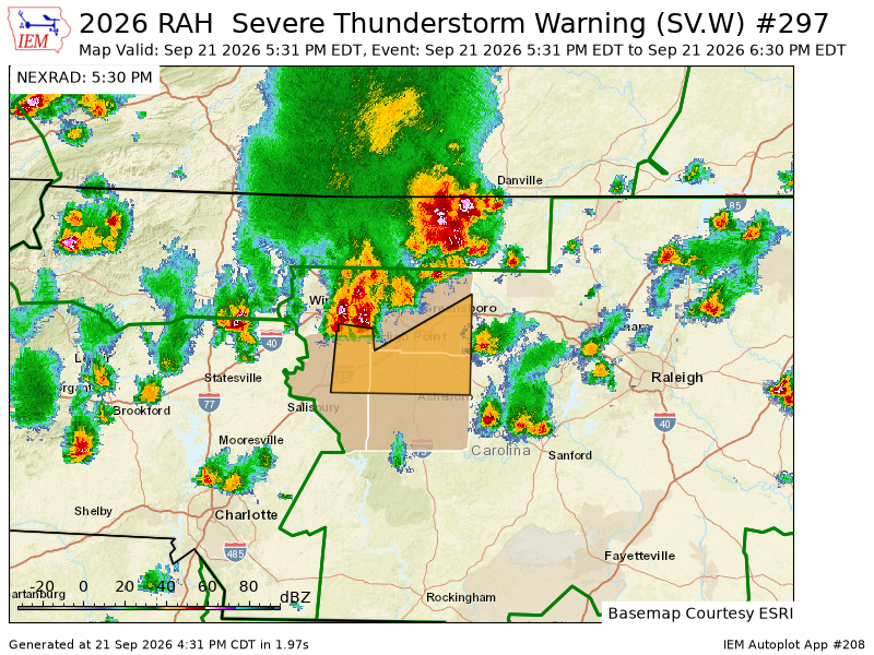 randolphsvwx's tweet photo. RAH issues Severe Thunderstorm Warning [wind: 60 MPH (RADAR INDICATED), hail: <.75 IN (RADAR INDICATED)] for Davidson, Guilford, Randolph [NC] till 6:30 PM EDT https://t.co/GHkAzuYpLZ https://t.co/05MY794MBh