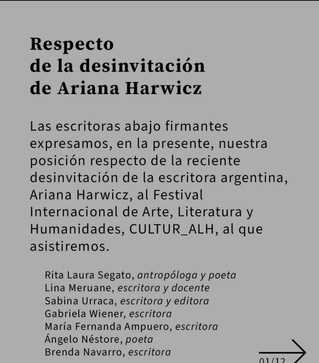 VeroSuk's tweet photo. "Firmantes", "presente", "reciente".
Sobran las comas que encierran el nombre de @ArianaHar y corresponde "del" festival, no "al".
Ay, chicas, yo, humilde escritora de LIJ, se los corrijo gratis. Mándenme antes de publicar. Menos hoy que todavía no terminó Yom Kipur 🙏. https://t.co/mgWbgnFGcu