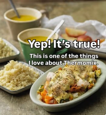 RaymondRandx's tweet photo. Three courses. Two people. One Thermomix. No pots, pans or mountain of washing up. Add everything, let your Thermomix do the work, then sit back and enjoy. This is just one of countless three-course meals you can create. Comment “MEAL” or https://t.co/4rnUh3qRAq