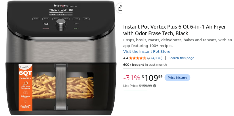 Dealplugged's tweet photo. Instant Pot Vortex Plus 6Qt Air Fryer 🔥
Was $159.99 → Now $109.99 (31% off)
Limited-time deal https://t.co/hTognoy78R https://t.co/zbPatN7AK7