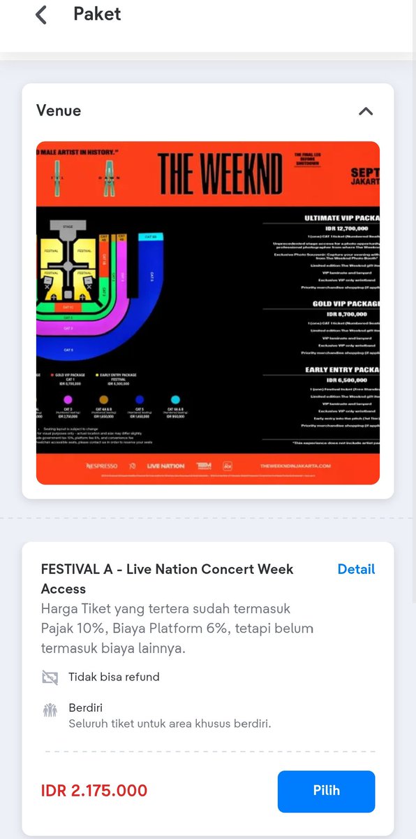 danaselvia's tweet photo. Kebiasaan si PK tiba-tiba diskon tiket krn you know lah penjualan tiketnya begitu

Gua yg udah jd korban pas EVE gak kaget lg 

Kalian yg msh mau beli tiket Festival The Weeknd &amp; Maroon 5 bisa langsung ke web Live Nation trus pilih banner Indonesia Concert Week

Selamat mencoba! https://t.co/7TLL6eqixl