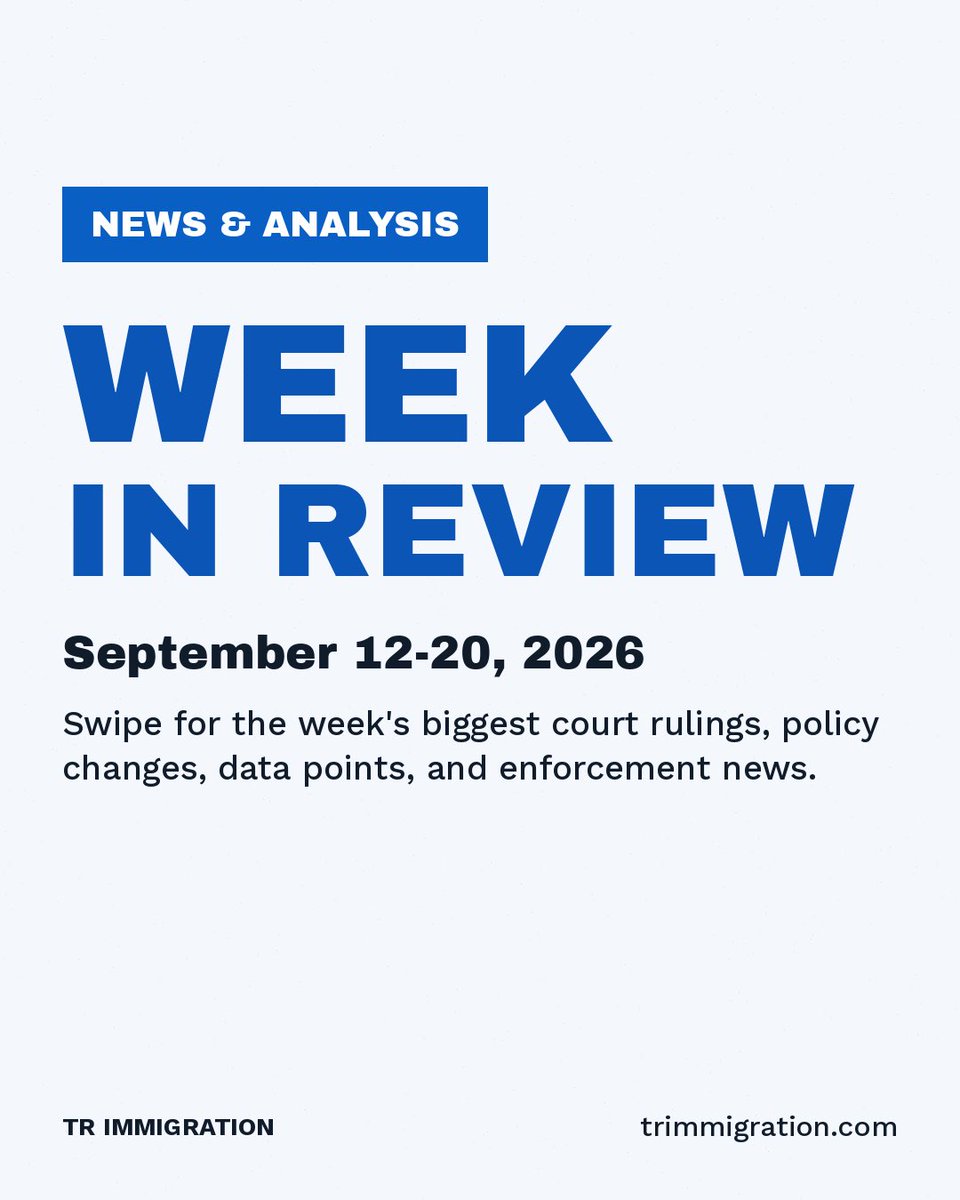 tr_immigration's tweet photo. A busy week in U.S. immigration: major court rulings, new public charge rules, H-1B changes, USCIS form updates, processing data and enforcement developments.

Catch up on the key updates from September 12–20:
https://t.co/MuWh3n9ygi

#USImmigration #ImmigrationNews #USCIS https://t.co/MiiYz0FjZP