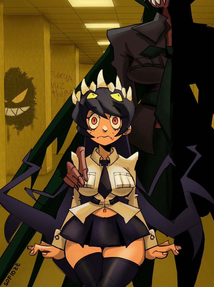 s0ff1dzee's tweet photo. Just chilling with my evil twin
#SkullgirlsArtContest2026 #skullgirls #backrooms https://t.co/mwY8eH54Ru