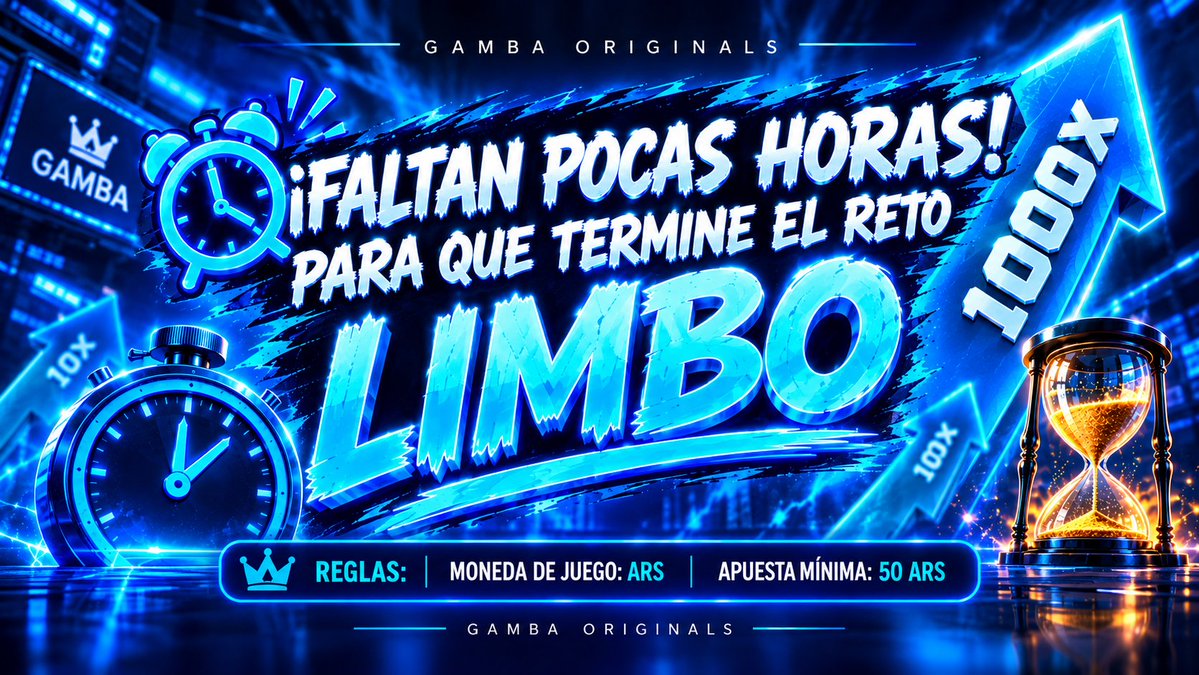 EHBONO's tweet photo. ⏳🔥 ¡Quedan pocas horas para que termine el reto de LIMBO!

🎯 El 1000X ya cayó… ¿veremos un multiplicador más alto antes de que termine? 👀🔥

Usa el código BONO en @gamba para participar https://t.co/RDg9JEolAW