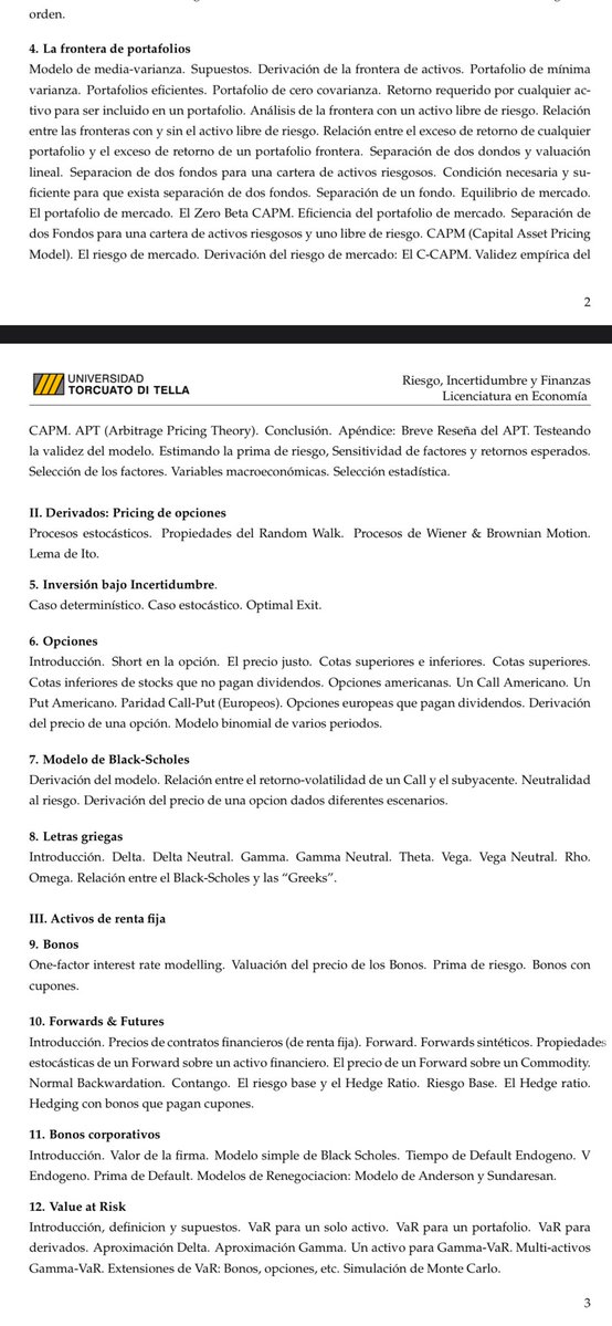 MathNStats4Ever's tweet photo. @greeksold1er @cafe_n_pucho Olvídate, ser quant es el sueño del pibe de económicas. Acá en UTDT hay una materia que se llama RIF donde se ve teoría de portafolios/Markowitz con bastante dosis de matemática, alguito de cálculo estocastico con Lema de Ito + Black-Scholes, etc. Va para ese lado la onda https://t.co/Ahg0FUNMDw