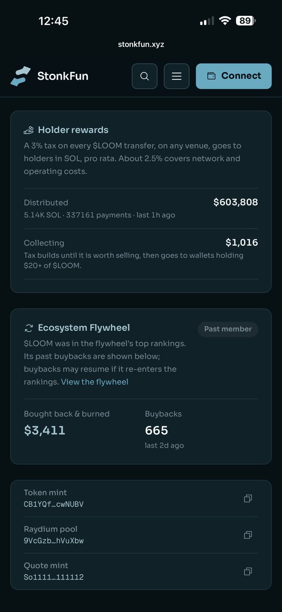 4EvaDrea's tweet photo. solana:CB1YQfUzgsnaCd93cZLdiX1uASW7utWBaYMUsvcwNUBV   The dog 🐕 of Solana paired meme coin launch through StonkFun eco. 
Strong lore- Before Solana was Solana, there was LOOM.
3% reward mechanism, has distributed over $600,000  of SOL through holder rewards, and participates in the StonkFun flywheel burns.  Need I say more? What about a low MC! Best part, it’s still so early.
