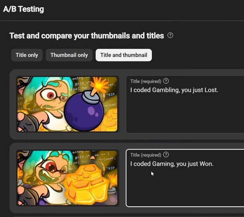 Failboat103's tweet photo. Every couple weeks I make sure to reactivate the AB test for this video, just to keep the gimmick alive https://t.co/9QrLBrC5c2