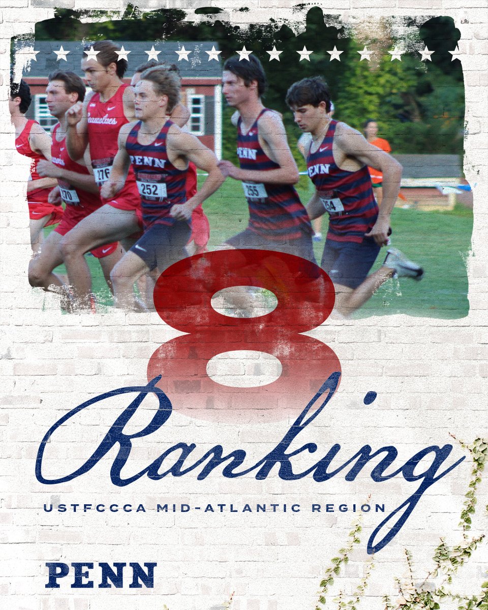 PennTrack's tweet photo. Week 1 Done ✔️

Both cross country teams are in the top 10 of the USTFCCCA's Mid-Atlantic regional ranking!

#FightOnPenn https://t.co/aRGLiMD7uh