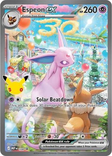 parkyspokestop's tweet photo. These 2 promos will be the most expensive cards in 30th Celebration 😂 https://t.co/G9rep1D2lU