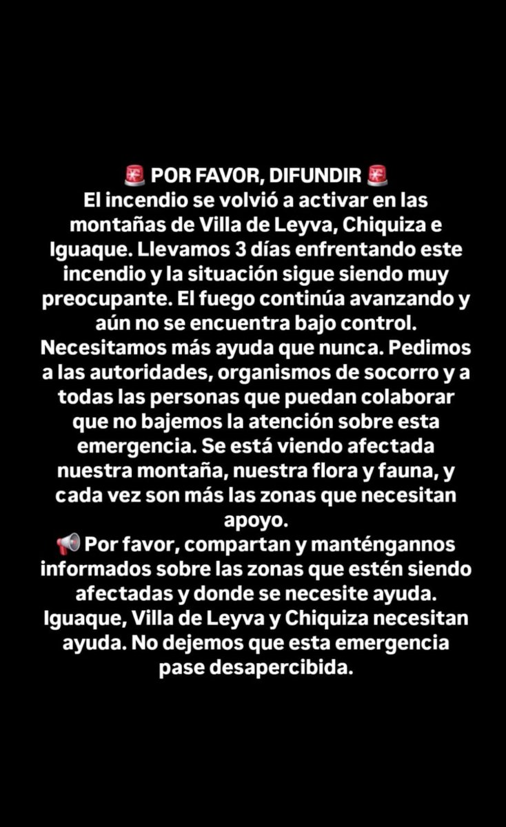 ClaudiaSterling's tweet photo. Cuando uno cree que un incendio lejano no es su asunto, pues vaya viendo que sí lo es; desde el peaje de  Samacá, esto es lo que se observa. 

Y se está consumiendo el santuario De Iguaque… Páramo, fauna y flora. Sigan desestimando las solicitudes de ayuda…

Y el ministro @Rodrigo_Lara_ diciendo que esto está controlado al 75%… 

#incendiosVilladeLeyva

Uno ya no sabe qué más hacer para que entiendan que se requiere de más ayuda YA y urgente. 

UNGRD @MinInterior @Rodrigo_Lara_ @GobBoyaca @fabio_arjona cruzrojacol @ABDELAESPRIELLA @jrestrp @CarlosFGalan @JorgeEmilioRey @COL_EJERCITO @FuerzaAereaCol 
@elcolombiano @dona_pily2 @AForeroM @FuerzaAereaCol @COL_EJERCITO @UltimaHoraPulzo @pulzo @RevistaSemana @Revista_CAMBIO @elespectador @ELTIEMPO